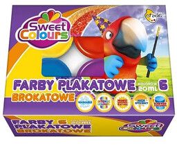 Farby plakatowe brokatowe 6 kolorów 20ml - Sweet