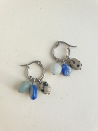 Pakamera Kolczyki TRIO akwamaryn, lapis lazuli, jaspis dalmatyński