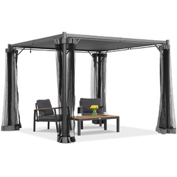 Antracytowa pergola tarasowa Malaga 3x3m z moskitierą Garden
