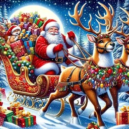 PUZZLE ŚWIĄTECZNE RENIFER SANIE MIKOŁAJ A3 252 el