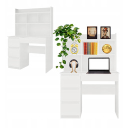 Biurko Lewe Z Nadstawką Kompaktowe 4 Szuflady 4