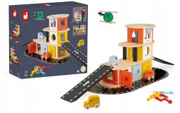 Drewniany Garaż Piętrowy z akcesoriami Bolid Janod