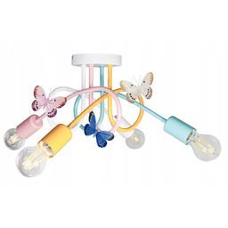 Żyrandol lampa sufitowa Edison 4 motylek żółty mięta