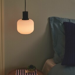 Nordlux Lampa wisząca Milford Mini, czarna, szkło prążkowane