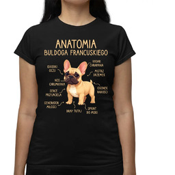 Anatomia buldoga francuskiego - biszkoptowy - damska koszulka
