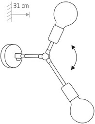 Nowodvorski Lighting Kinkiet Twig II, regulowany, dwupunktowy