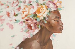 Eurofirany Obraz 567a 60x90 beżowy kobieta z kwiatami