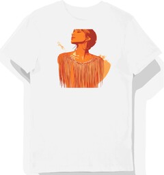 Koszulka męska biała z motywem frędzli vintage 3XL