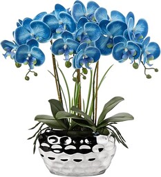 Briful Storczyki sztuczne kwiaty, 45 cm, niebieska Phalaenopsis,