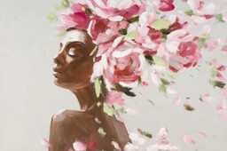 Eurofirany Obraz 567b 60x90 beżowy kobieta z kwiatami