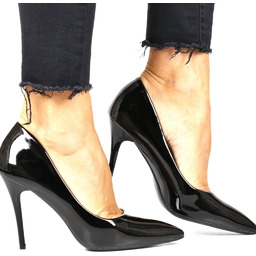 CZÓŁENKA SZPILKI DAMSKIE SEASTAR 112P CZARNE LAKIEROWANE