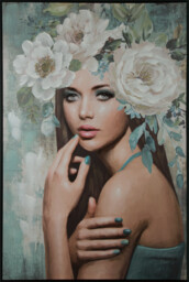 Eurofirany Obraz 573a 80x120 turkusowy kobieta z kwiatami