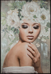 Eurofirany Obraz 573b 80x120 popielaty kobieta z kwiatami