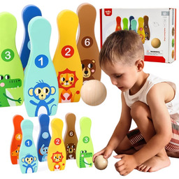 TOOKY TOY Drewniane Kręgle dla Dzieci 6 szt.