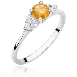 Złoty pierścionek Cytryn 0,50ct białe złoto pr. 585