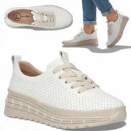 Sneakersy Damskie SKÓRZANE FILIPPO Wygodne Półbuty Białe