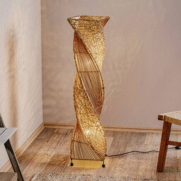 Woru Lampa stojąca Marco, ciemne drewno, salon /