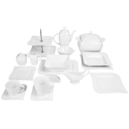 AMBITION Serwis obiadowo-kawowy porcelanowy Fala 12 osób (104