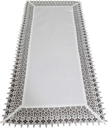 Bieżnik plamoodporny prostokątny z gipiurą śmietankowy G28-02