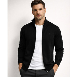 Sweter męski na suwak z stójką bawełniany czarny