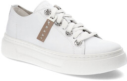 Białe Sneakersy Nessi Skórzane Półbuty Damskie