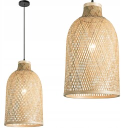 Lampa Wisząca Sufitowa Bambus Wiklina Boho Naturalna 51cm