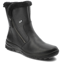 Rieker Czarne Botki Ciepłe Obuwie Damskie