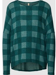 Sweter z dzianiny ze wzorem w kratę model