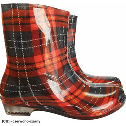 BTDKCHECK - Buty damskie krótkie typu kalosz CHECK