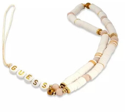 Guess zawieszka GUSTPEARW Phone Strap biały Heishi Beads