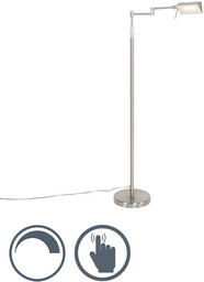 QAZQA Designerska lampa podłogowa stalowa z wbudowanym LED