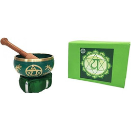 Zestaw misek dźwiękowych "Anahatam Chakra" zielony z pałeczką