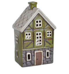 ceramiczny Domek Holenderski Tealight zielony ceramika 21,5 cm