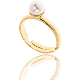 Pierścionek srebrny pozłacany z perłą