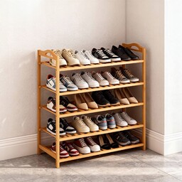 Półka na Buty Bambusowa Regał 5 Poziomy 89x23x67