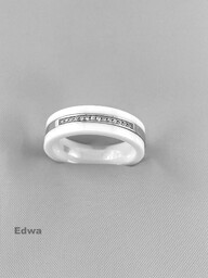 Obrączka ceramiczna ze srebrem roz.16