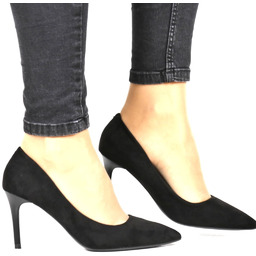 CZÓŁENKA SZPILKI DAMSKIE SEASTAR 102P BLACK CZARNE ZAMSZOWE