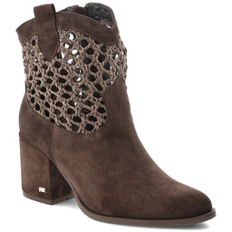 Karino Botki damskie, ze skóry naturalnej zamszowej