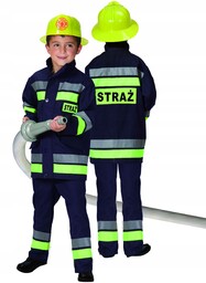 Strój Strażaka Kostium Kask Straż Polska 128