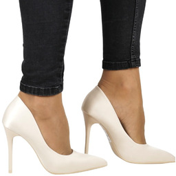 SZPILKI CZÓŁENKA DAMSKIE SATYNOWE SEASTAR 129P BEIGE BEŻOWE