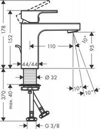 HANSGROHE 71561670 Vernis Shape Jednouchwytowa bateria umywalkowa 100