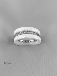 Obrączka ceramiczna ze srebrem roz.14+