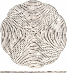 H&h biała rattanowa mata okrągła z falami 38