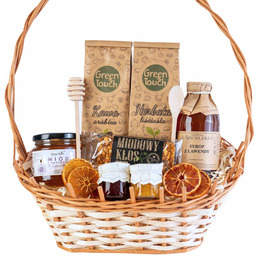 Kosz prezentowy zestaw koszyk na prezent herbata kawa