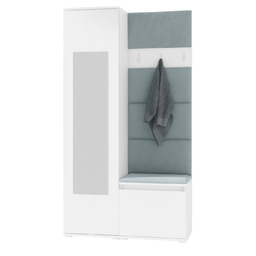 Biała garderoba do przedpokoju z szafą i lustrem