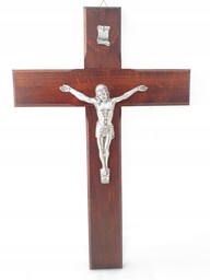 Krzyż Duży Ścienny Wiszący Ciemny Drewniany 37 cm