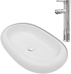 Elior Owalna umywalka nablatowa z baterią - Leli