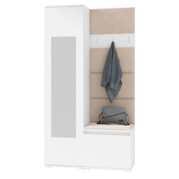 Biała garderoba do przedpokoju z szafą i lustrem