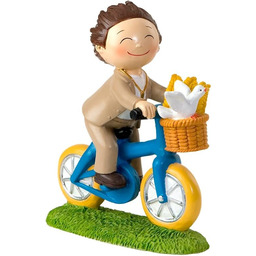 mopec figurka dziecko w babeczce rowerowej, żywica poliestrowa,