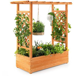 FANTASK Podwyższona grządka z kratką dla roślin pnących